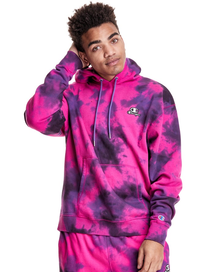 Champion Mens Hoodie NZ - Astro Dye Embroidered C And Script Logo Purple/Black ( 1429-AMLDG )